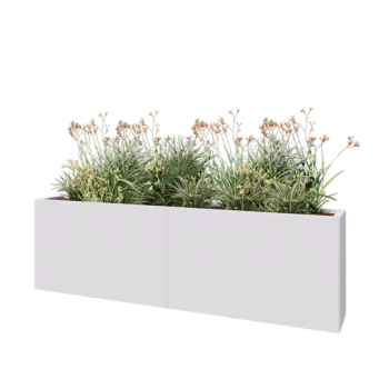 Steel planter XXL - Rectangle - 200 x 30 x 60 cm - RAL9005 matt (white) - With bottom plate