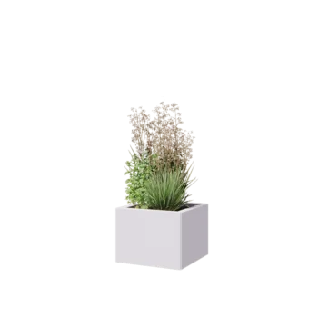 Steel planter - Square - 40 x 40 x 30 cm - RAL9005 matt (white) - Without bottom plate