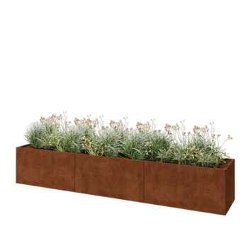 Corten steel planter XXL - Rectangle - 360 x 60 x 60 cm - With bottom plate