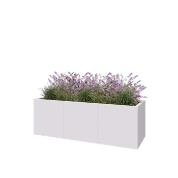 Steel planter XXL - Rectangle - 150 x 50 x 50 cm - RAL9005 matt (white) - With bottom plate