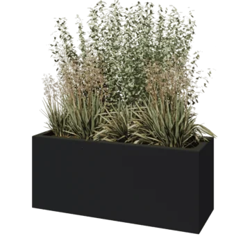 Fibreglass planter - Rectangle - 120 x 40 x 50 cm - RAL7021 matt (black grey) - With bottom