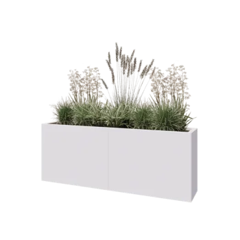 Steel planter XXL - Rectangle - 160 x 30 x 60 cm - RAL9005 matt (white) - With bottom plate