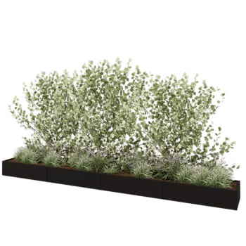 Steel planter XXL - Rectangle - 480 x 50 x 30 cm - RAL9005 matt (black) - With bottom plate