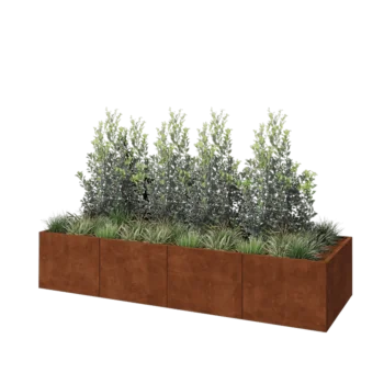 Corten steel planter XXL - Rectangle - 320 x 100 x 60 cm - With bottom plate