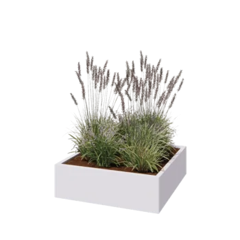 Steel planter - Square - 100 x 100 x 30 cm - RAL9005 matt (white) - With bottom plate