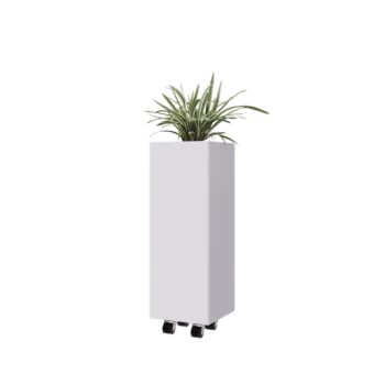 Steel planter - Square - 30 x 30 x 80 cm - RAL9005 matt (white) - With bottom plate - With wheels
