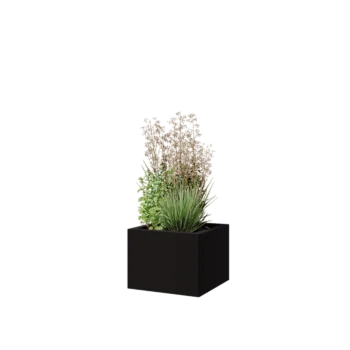 Steel planter - Square - 40 x 40 x 30 cm - RAL9005 matt (black) - With bottom plate