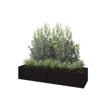 Steel planter XXL - Rectangle - 160 x 50 x 30 cm - RAL9005 matt (black) - Without bottom plate