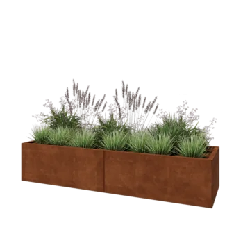 Corten steel planter XXL - Rectangle - 200 x 60 x 40 cm - With bottom plate