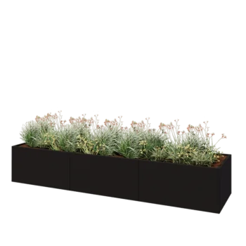 Steel planter XXL - Rectangle - 360 x 80 x 60 cm - RAL9005 matt (black) - Without bottom plate