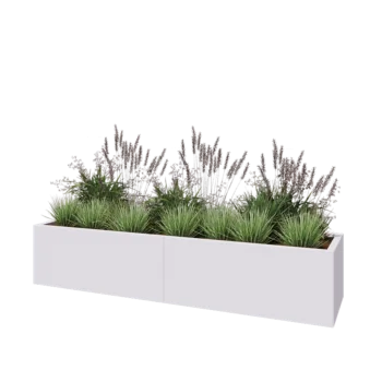 Steel planter XXL - Rectangle - 200 x 50 x 40 cm - RAL9005 matt (white) - With bottom plate