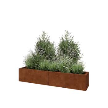 Corten steel planter XXL - Rectangle - 160 x 30 x 30 cm - With bottom plate