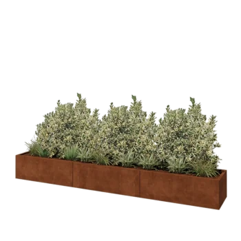 Corten steel planter XXL - Rectangle - 360 x 50 x 40 cm - With bottom plate