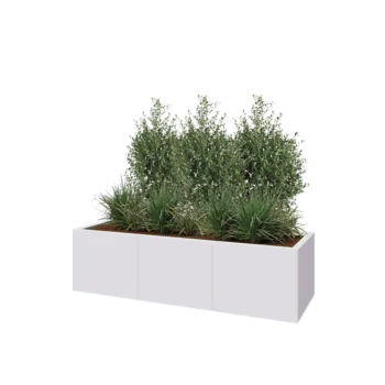 Steel planter XXL - Rectangle - 150 x 50 x 40 cm - RAL9005 matt (white) - With bottom plate