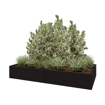 Steel planter XXL - Rectangle - 200 x 100 x 30 cm - RAL9005 matt (black) - Without bottom plate