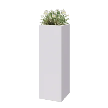 Fibreglass planter - Square - 40 x 40 x 120 cm - RAL9010 matt (white) - With bottom