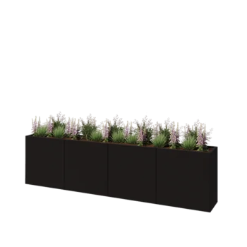 Steel planter XXL - Rectangle - 320 x 40 x 80 cm - RAL9005 matt (black) - Without bottom plate