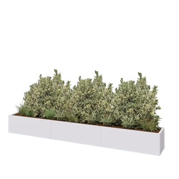 Steel planter XXL - Rectangle - 360 x 40 x 40 cm - RAL9005 matt (white) - With bottom plate