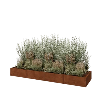 Corten steel planter XXL - Rectangle - 320 x 80 x 30 cm - Without bottom plate