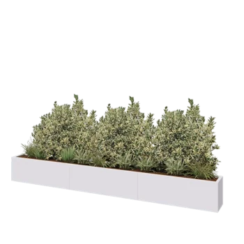 Steel planter XXL - Rectangle - 360 x 30 x 40 cm - RAL9005 matt (white) - Without bottom plate
