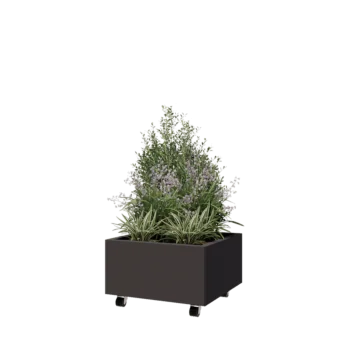 Steel planter - Square - 60 x 60 x 30 cm - Other RAL colour - With bottom plate - With wheels