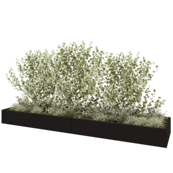 Steel planter XXL - Rectangle - 480 x 100 x 40 cm - RAL9005 matt (black) - With bottom plate