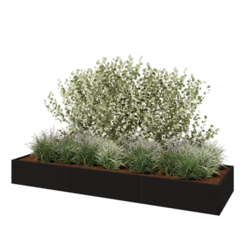 Steel planter XXL - Rectangle - 360 x 100 x 40 cm - RAL9005 matt (black) - Without bottom plate