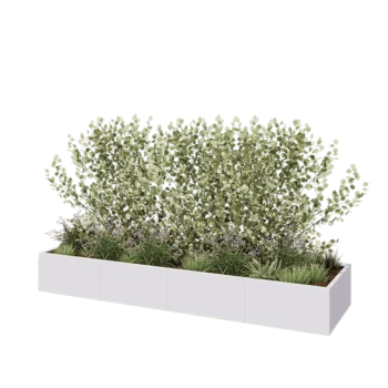 Steel planter XXL - Rectangle - 320 x 80 x 40 cm - RAL9005 matt (white) - With bottom plate