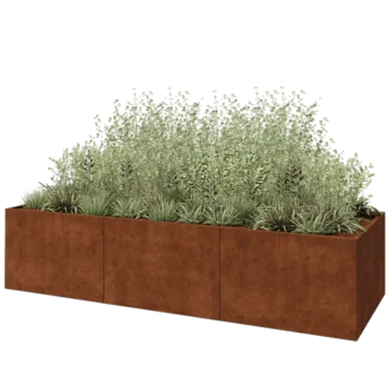 Corten steel planter XXL - Rectangle - 360 x 120 x 80 cm - Without bottom plate