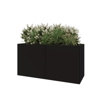 Steel planter XXL - Rectangle - 160 x 60 x 80 cm - RAL9005 matt (black) - With bottom plate