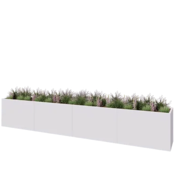 Steel planter XXL - Rectangle - 480 x 60 x 80 cm - RAL9005 matt (white) - Without bottom plate