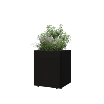 Steel planter - Square - 50 x 50 x 60 cm - RAL9005 matt (black) - With bottom plate - With legs