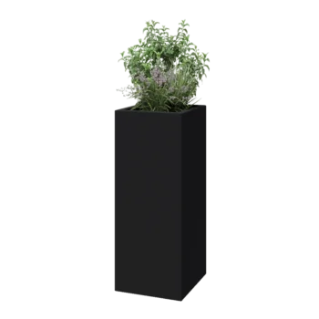 Fibreglass planter - Square - 40 x 40 x 100 cm - RAL7021 matt (black grey) - With bottom