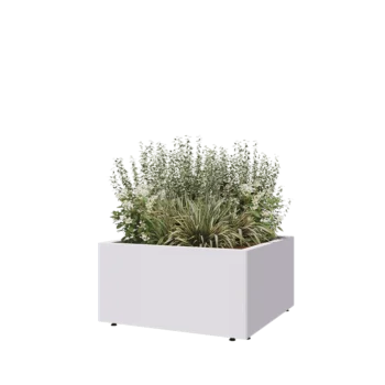 Steel planter - Square - 80 x 80 x 40 cm - RAL9005 matt (white) - With bottom plate - With legs
