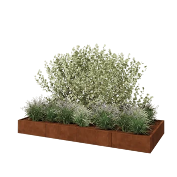 Corten steel planter XXL - Rectangle - 320 x 120 x 30 cm - Without bottom plate