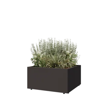Steel planter - Square - 80 x 80 x 40 cm - RAL7016 matt (anthracite grey) - With bottom plate - With legs