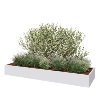 Steel planter XXL - Rectangle - 360 x 100 x 40 cm - RAL9005 matt (white) - Without bottom plate