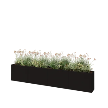 Steel planter XXL - Rectangle - 320 x 30 x 60 cm - RAL9005 matt (black) - With bottom plate