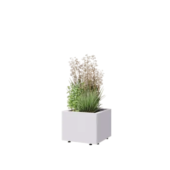 Steel planter - Square - 40 x 40 x 30 cm - RAL9005 matt (white) - With bottom plate - With legs