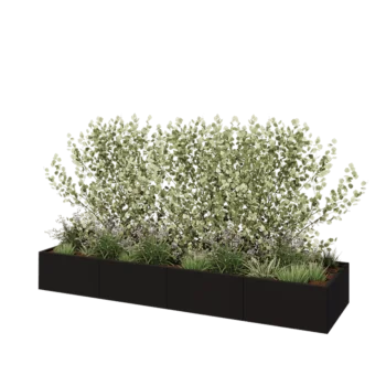 Steel planter XXL - Rectangle - 320 x 80 x 40 cm - RAL9005 matt (black) - With bottom plate