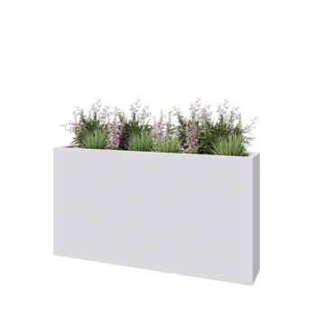 Fibreglass planter - Rectangle - 150 x 25 x 80 cm - RAL9010 matt (white) - With bottom