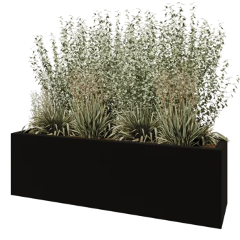 Fibreglass planter - Rectangle - 200 x 50 x 60 cm - RAL9005 matt (black) - With bottom