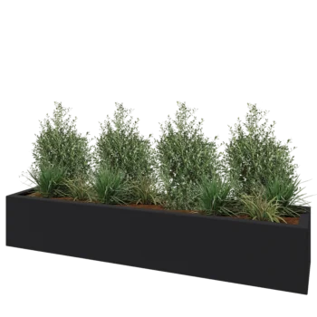 Fibreglass planter - Rectangle - 230 x 50 x 40 cm - RAL7021 matt (black grey) - With bottom