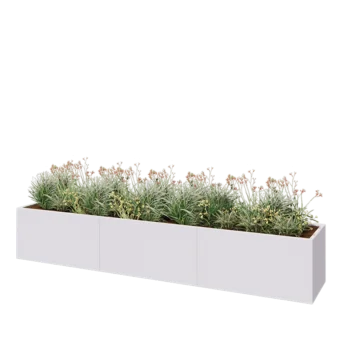 Steel planter XXL - Rectangle - 360 x 60 x 60 cm - RAL9005 matt (white) - Without bottom plate