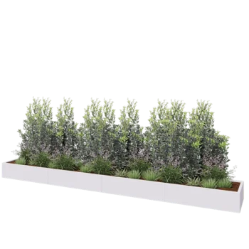 Steel planter XXL - Rectangle - 480 x 60 x 30 cm - RAL9005 matt (white) - Without bottom plate