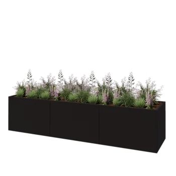 Steel planter XXL - Rectangle - 360 x 80 x 80 cm - RAL9005 matt (black) - Without bottom plate