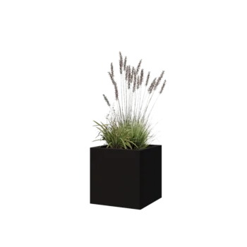 Steel planter - Square - 40 x 40 x 40 cm - RAL9005 matt (black) - With bottom plate