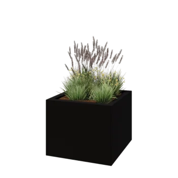 Fibreglass planter - Square - 100 x 100 x 80 cm - RAL9005 matt (black) - With bottom
