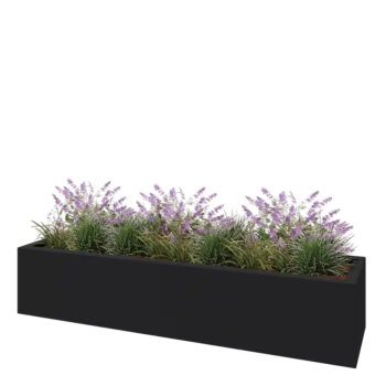 Fibreglass planter - Rectangle - 200 x 50 x 40 cm - RAL7021 matt (black grey) - With bottom