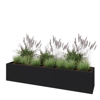 Fibreglass planter - Rectangle - 200 x 40 x 40 cm - RAL7021 matt (black grey) - With bottom